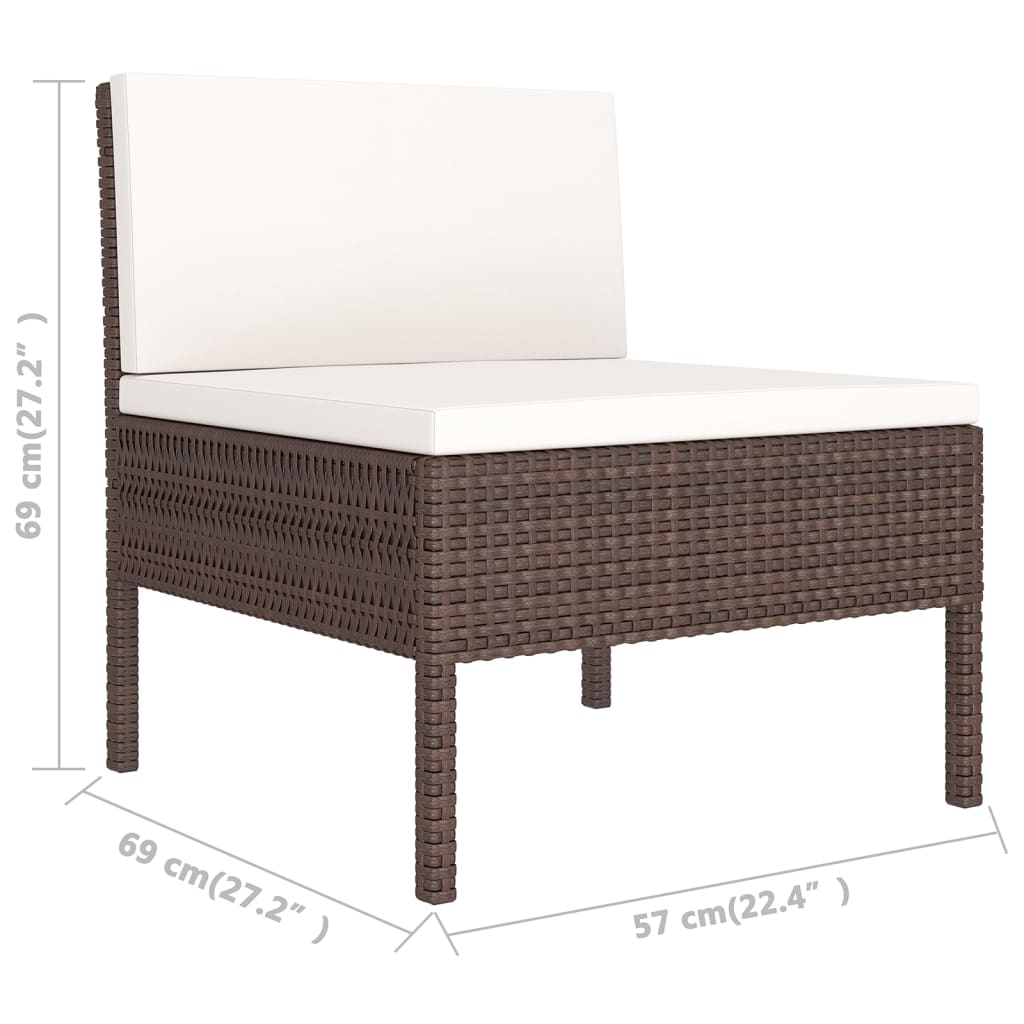 vidaXL 10-tlg. Garten-Lounge-Set mit Auflagen Poly Rattan Braun