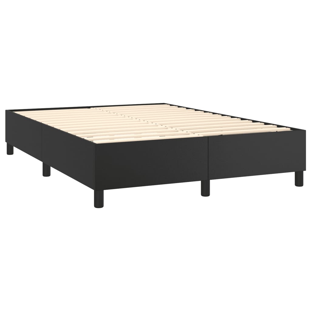 vidaXL Boxspringbett mit Matratze Schwarz 140x190 cm Kunstleder