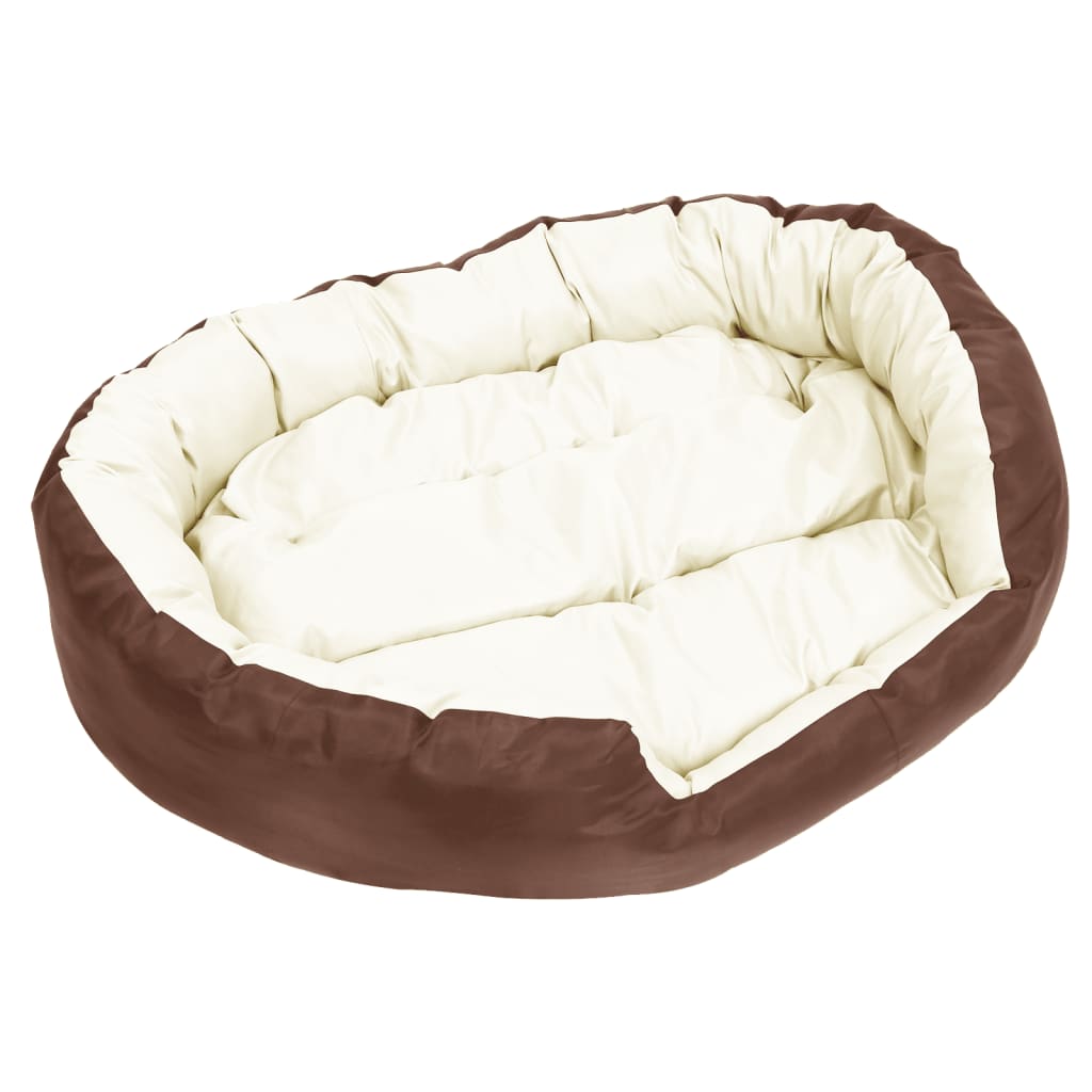 vidaXL Hundekissen Wendbar und Waschbar Braun und Creme 110x80x23 cm