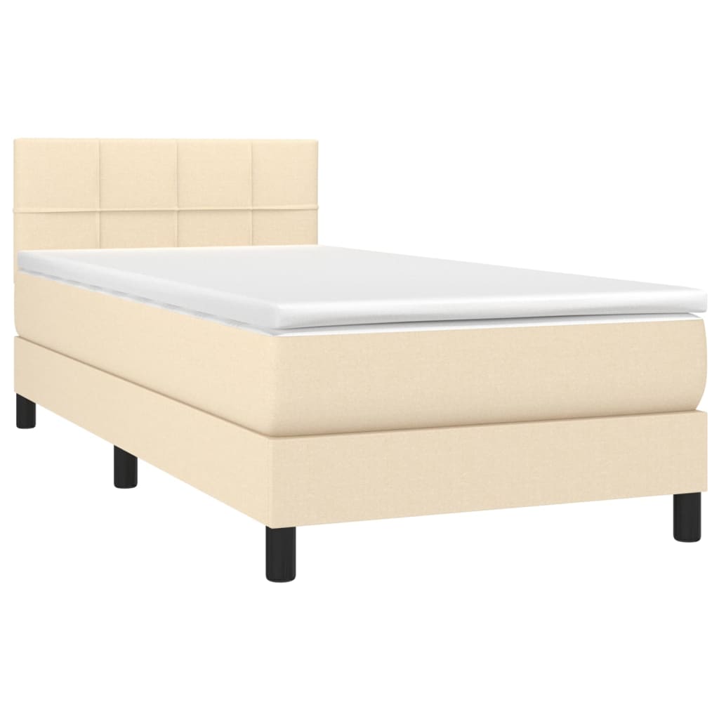 vidaXL Boxspringbett mit Matratze Creme 80x200 cm Stoff