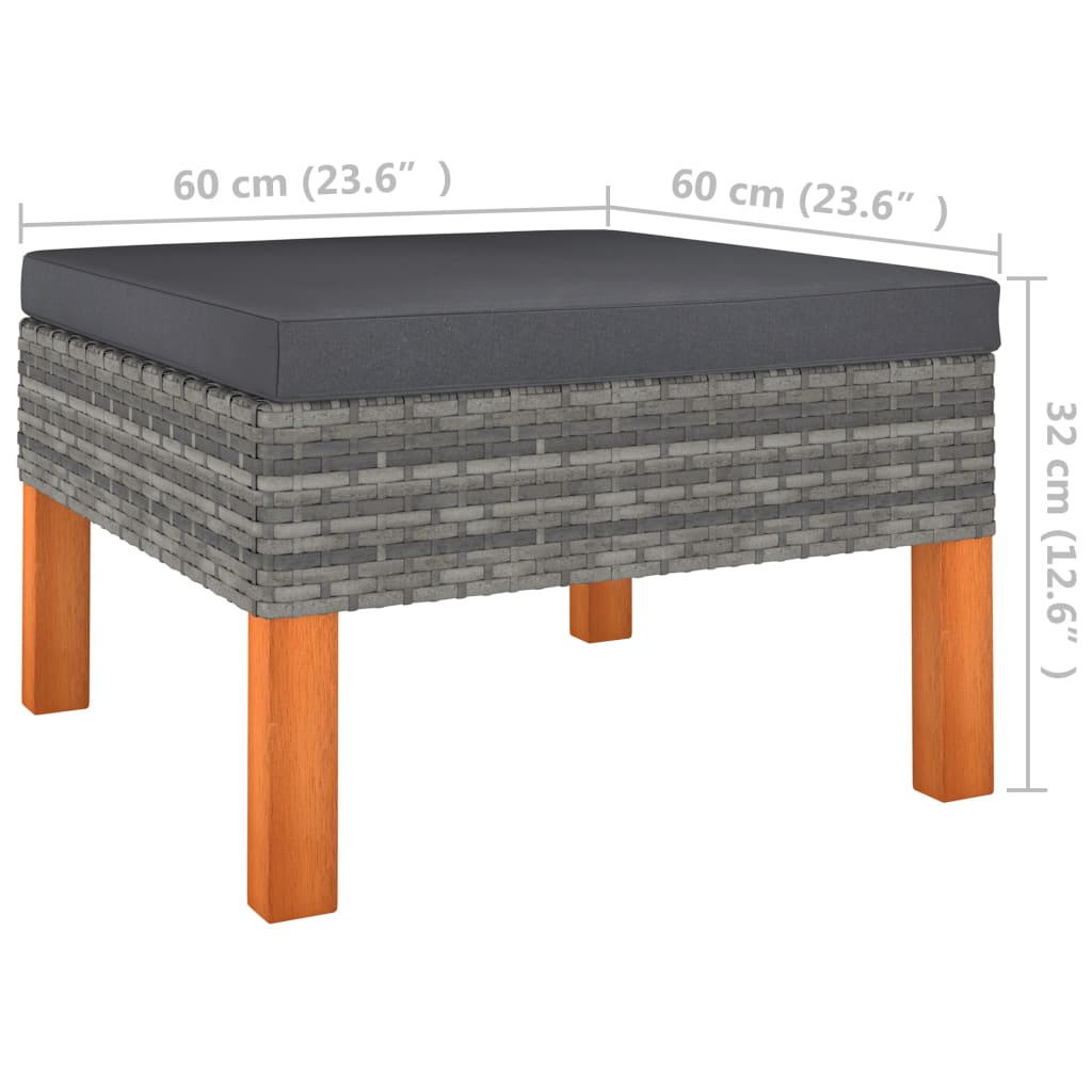 vidaXL 3-tlg. Garten-Lounge-Set Poly Rattan und Eukalyptus Massivholz