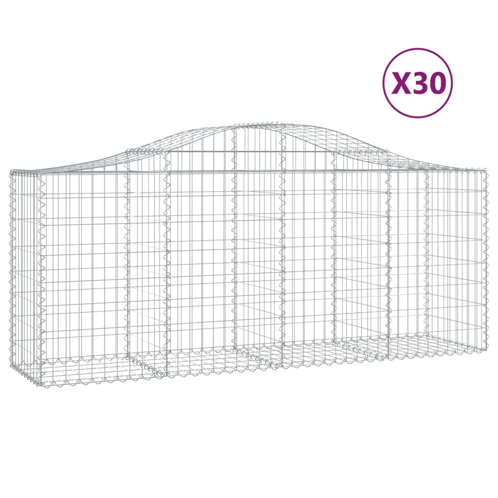 vidaXL Gabionen mit Hochbogen 30 Stk. 200x50x80/100cm Verzinktes Eisen