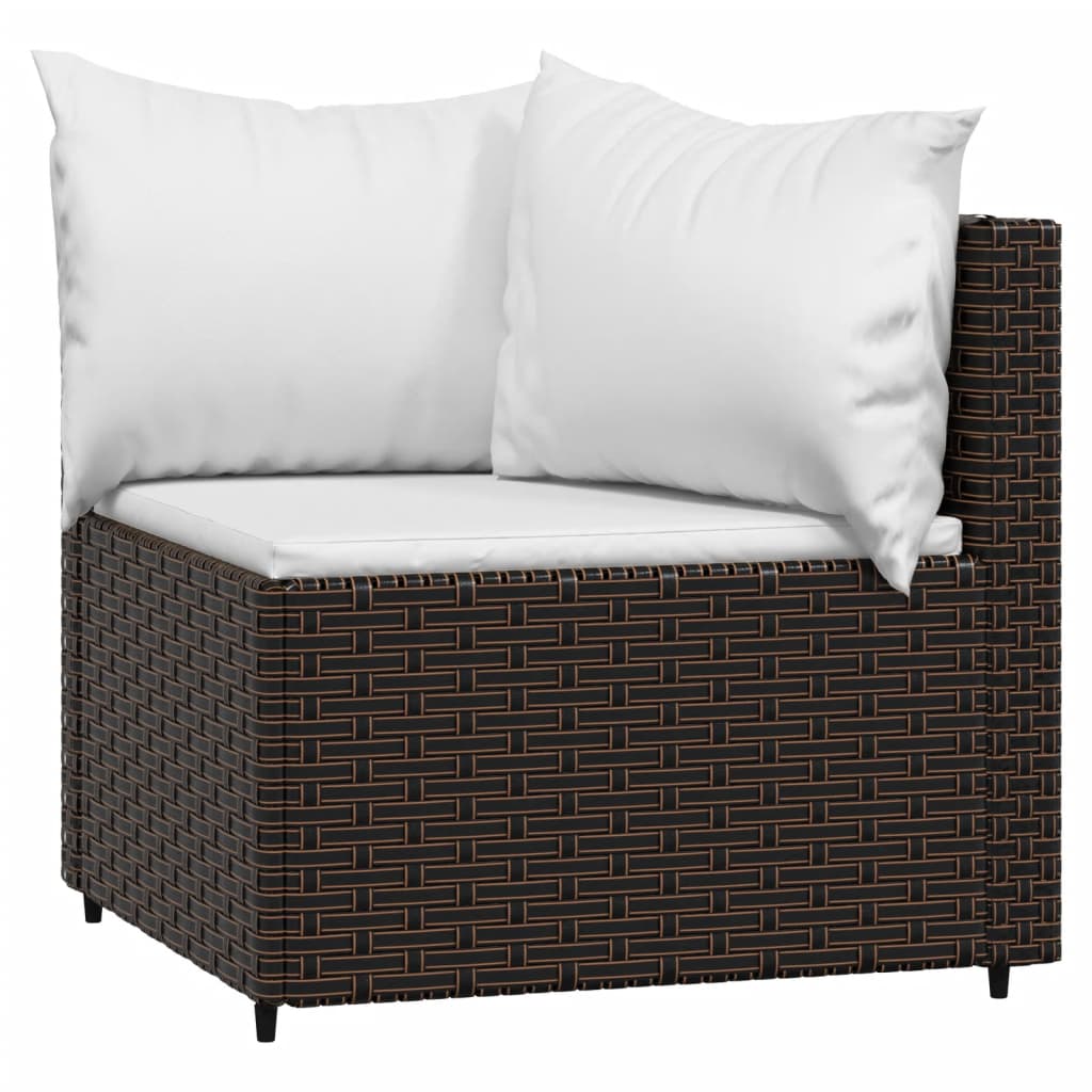 vidaXL 3-tlg. Garten-Lounge-Set mit Kissen Braun Poly Rattan