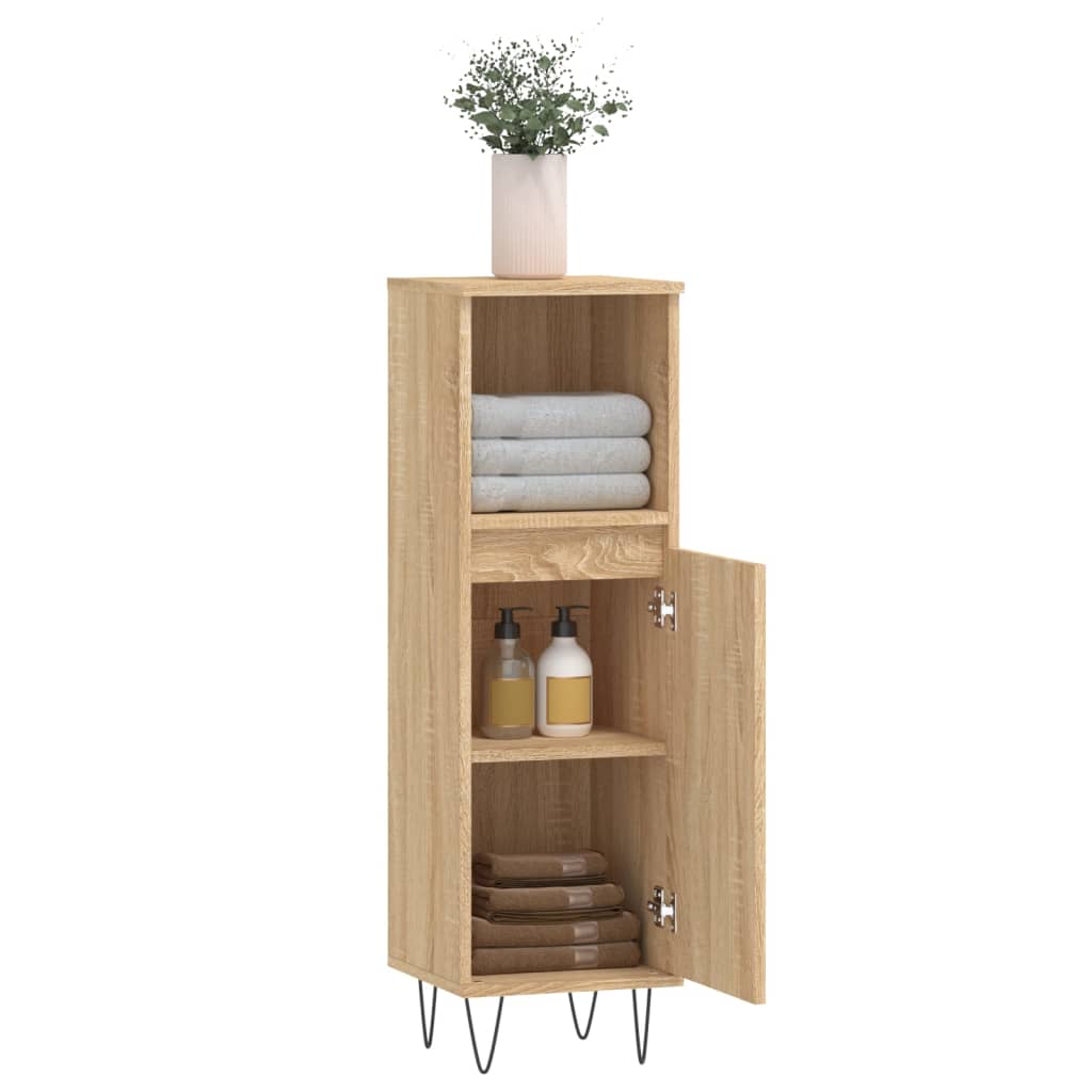 vidaXL Badschrank Sonoma-Eiche 30x30x100 cm Holzwerkstoff