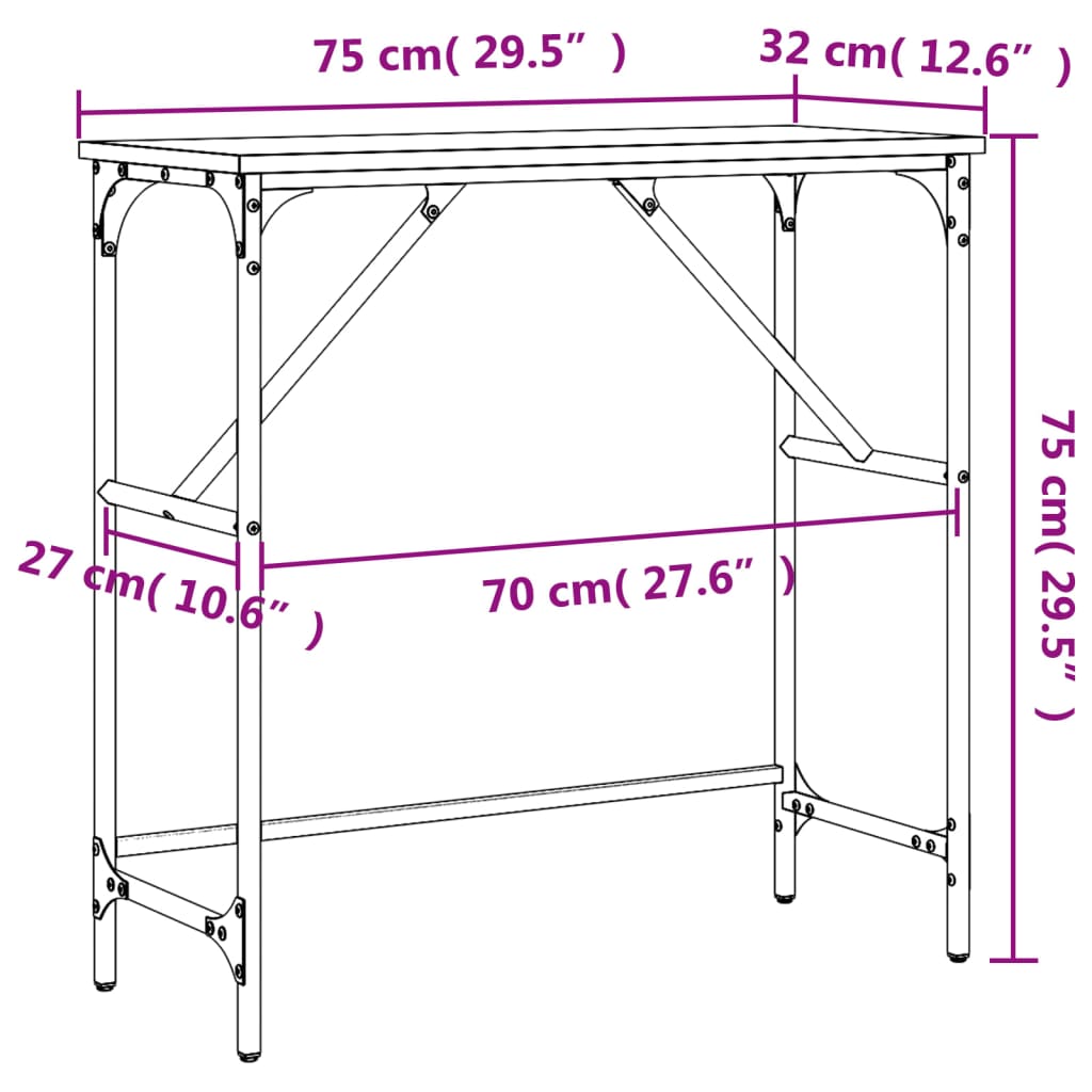 vidaXL Konsolentisch Sonoma-Eiche 75x32x75 cm Holzwerkstoff