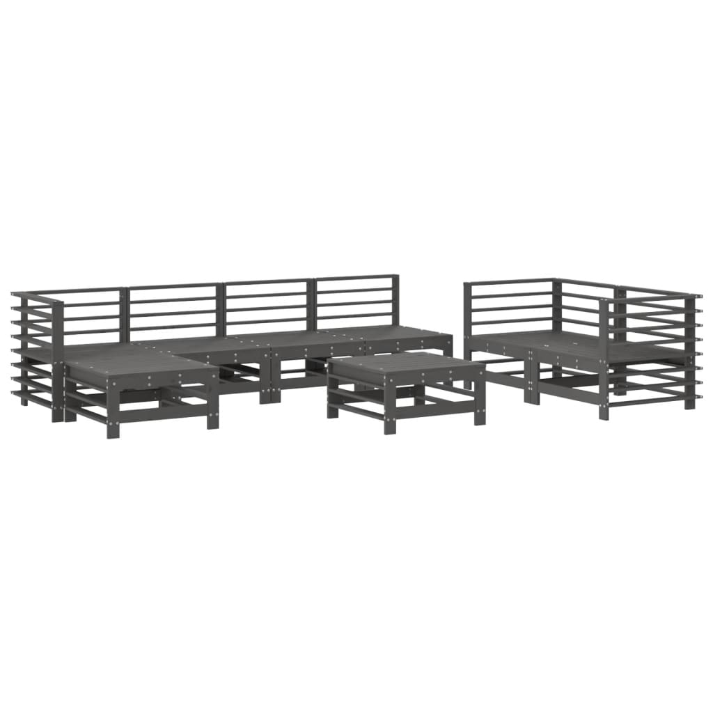 vidaXL 8-tlg. Garten-Lounge-Set Grau Massivholz Kiefer