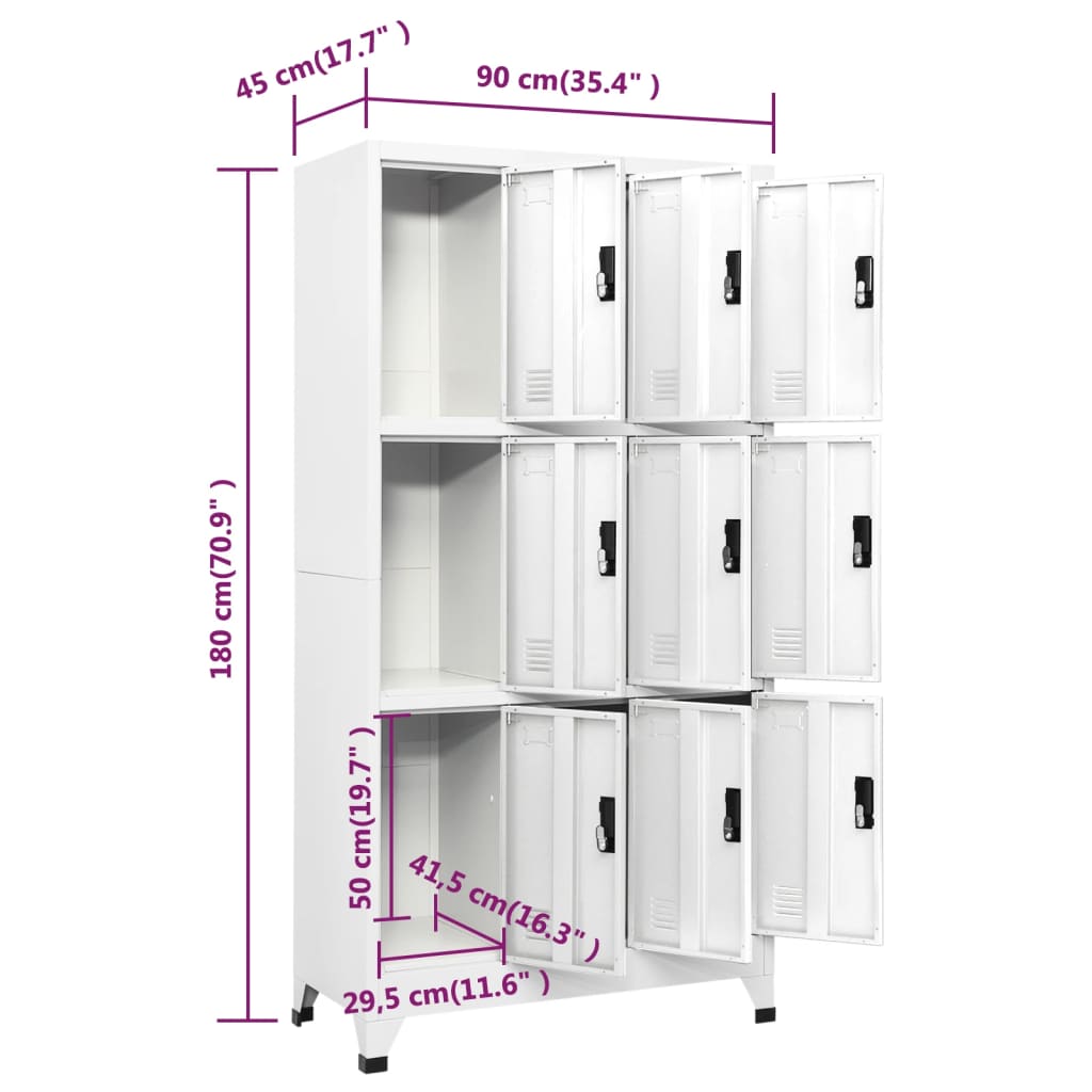 vidaXL Schließfachschrank Weiß 90x45x180 cm Stahl