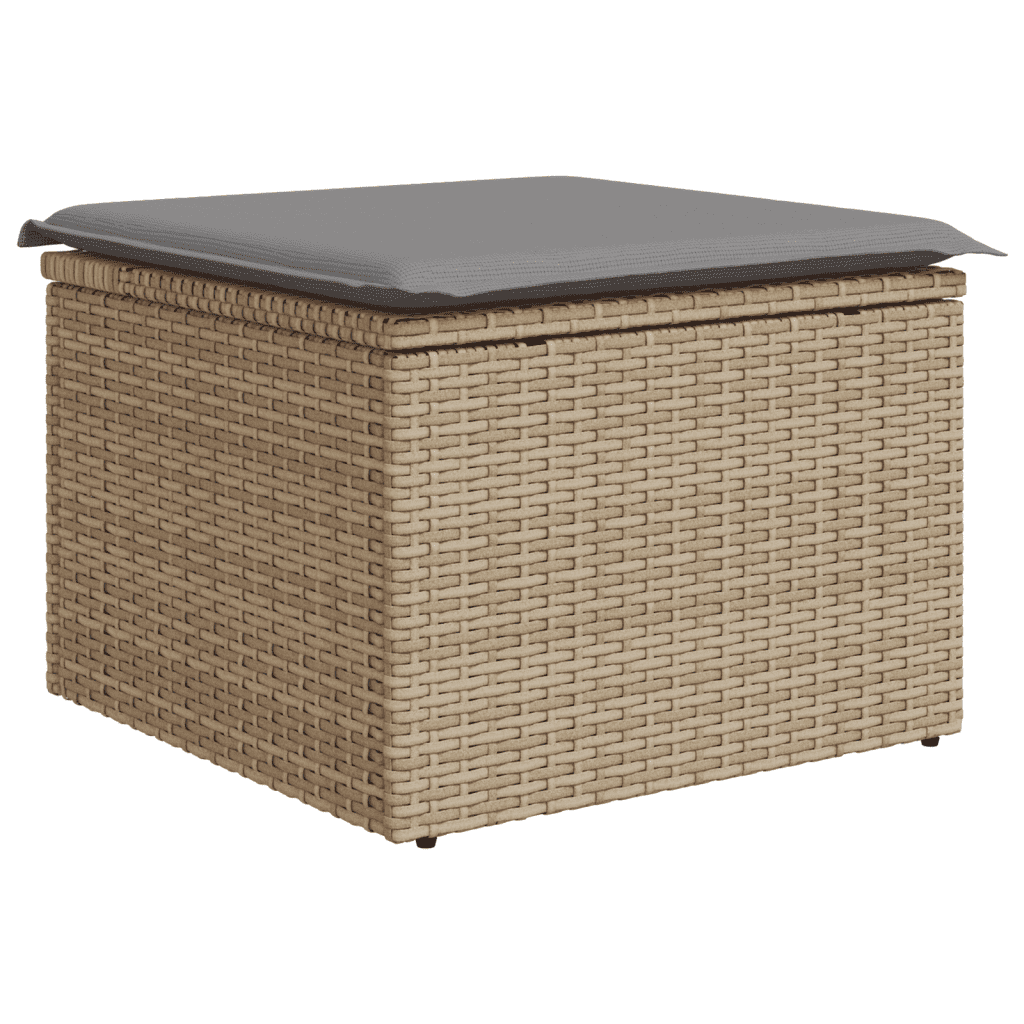 vidaXL 7-tlg. Garten-Sofagarnitur mit Kissen Beige Poly Rattan