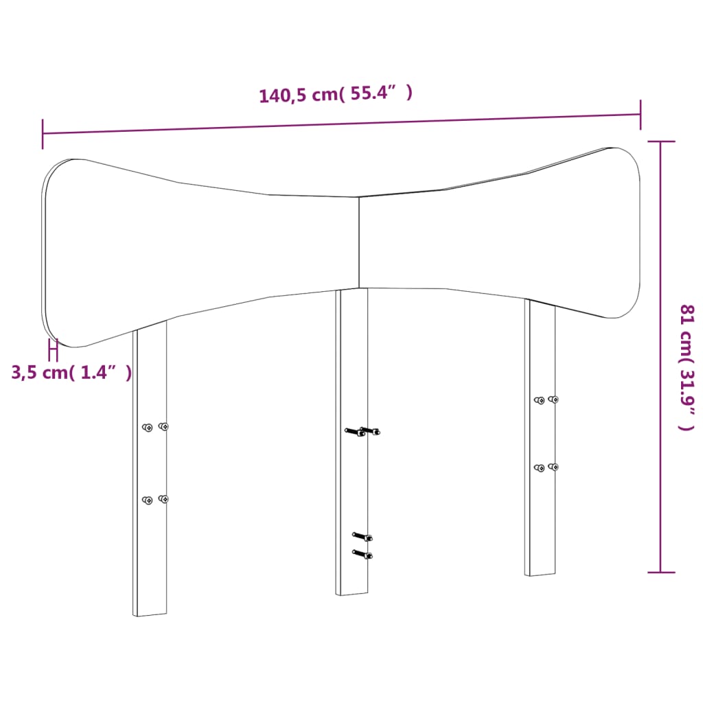 vidaXL Kopfteil Weiß 135 cm Massivholz Kiefer