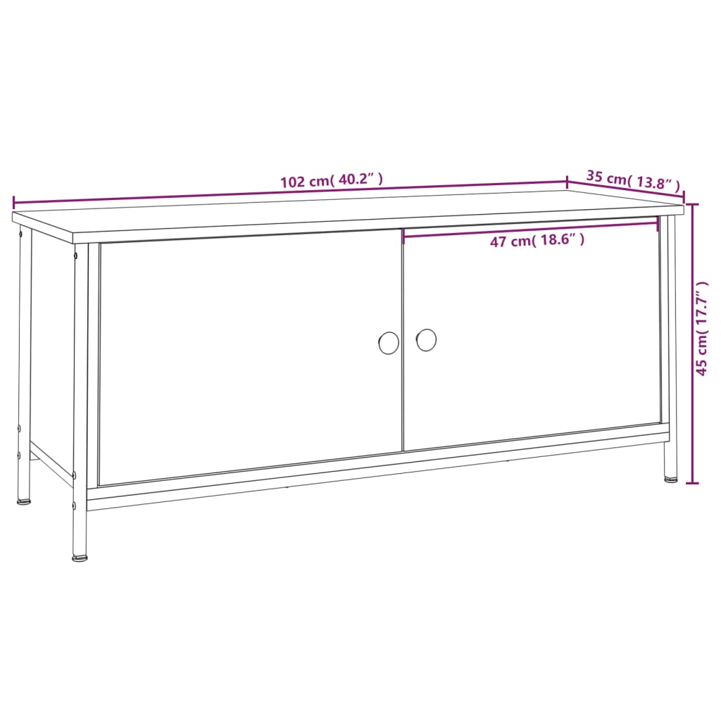 vidaXL TV-Schrank mit Türen Sonoma-Eiche 102x35x45 cm Holzwerkstoff