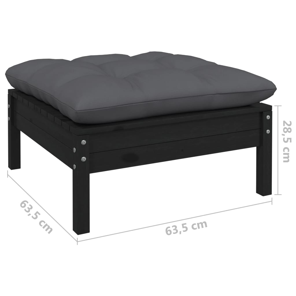 vidaXL 10-tlg. Garten-Lounge-Set mit Kissen Schwarz Massivholz Kiefer