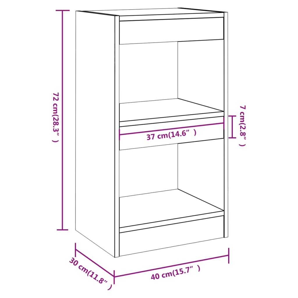 vidaXL Bücherregal/Raumteiler Grau Sonoma 40x30x72 cm