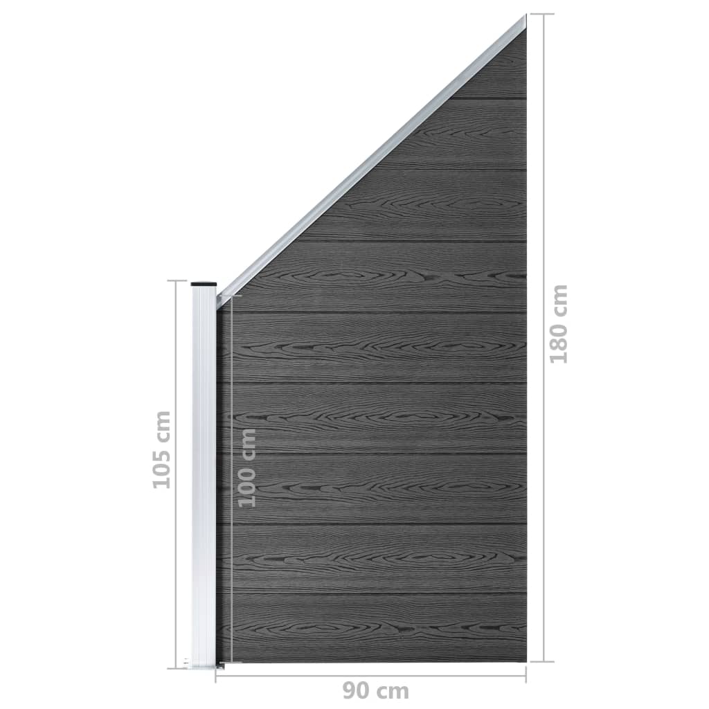 vidaXL Zaunelement Set WPC 965x(105-186) cm Schwarz