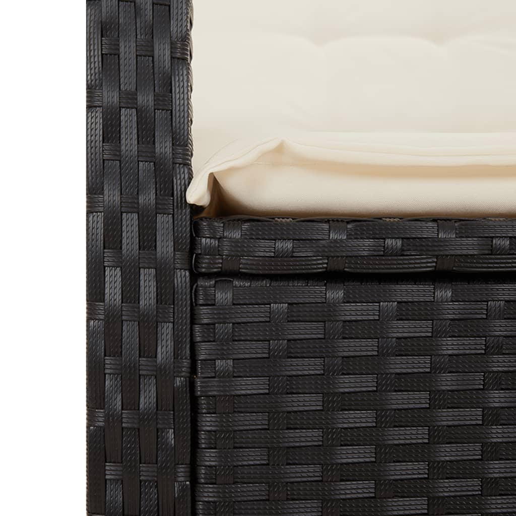 vidaXL 9-tlg. Garten-Essgruppe mit Kissen Schwarz Poly Rattan