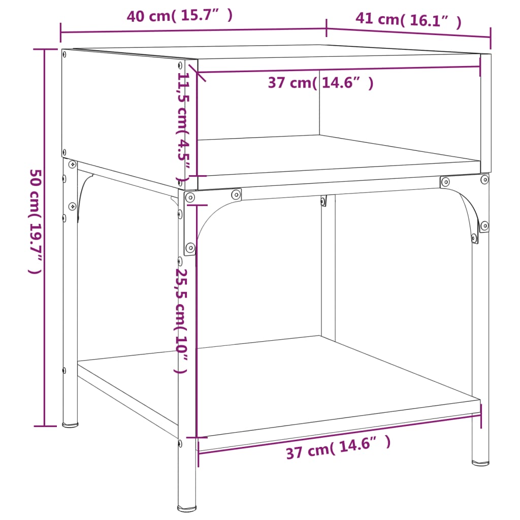 vidaXL Nachttische 2 Stk. Sonoma-Eiche 40x41x50 cm Holzwerkstoff