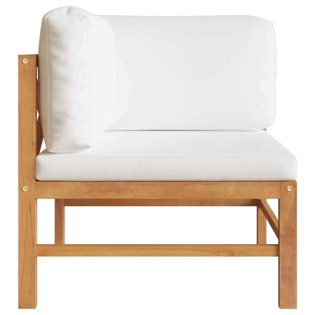 vidaXL Ecksofa mit Creme Kissen Teak Massivholz