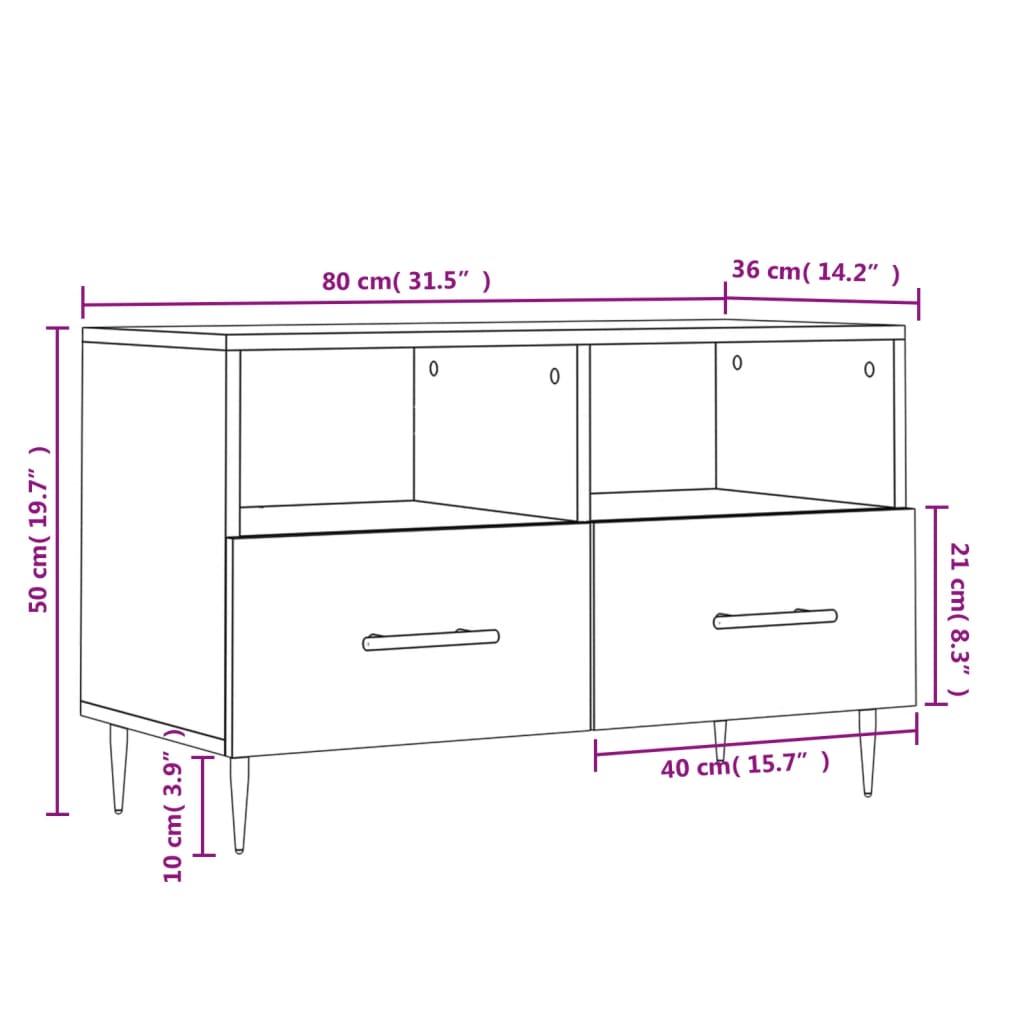 vidaXL TV-Schrank Weiß 80x36x50 cm Holzwerkstoff