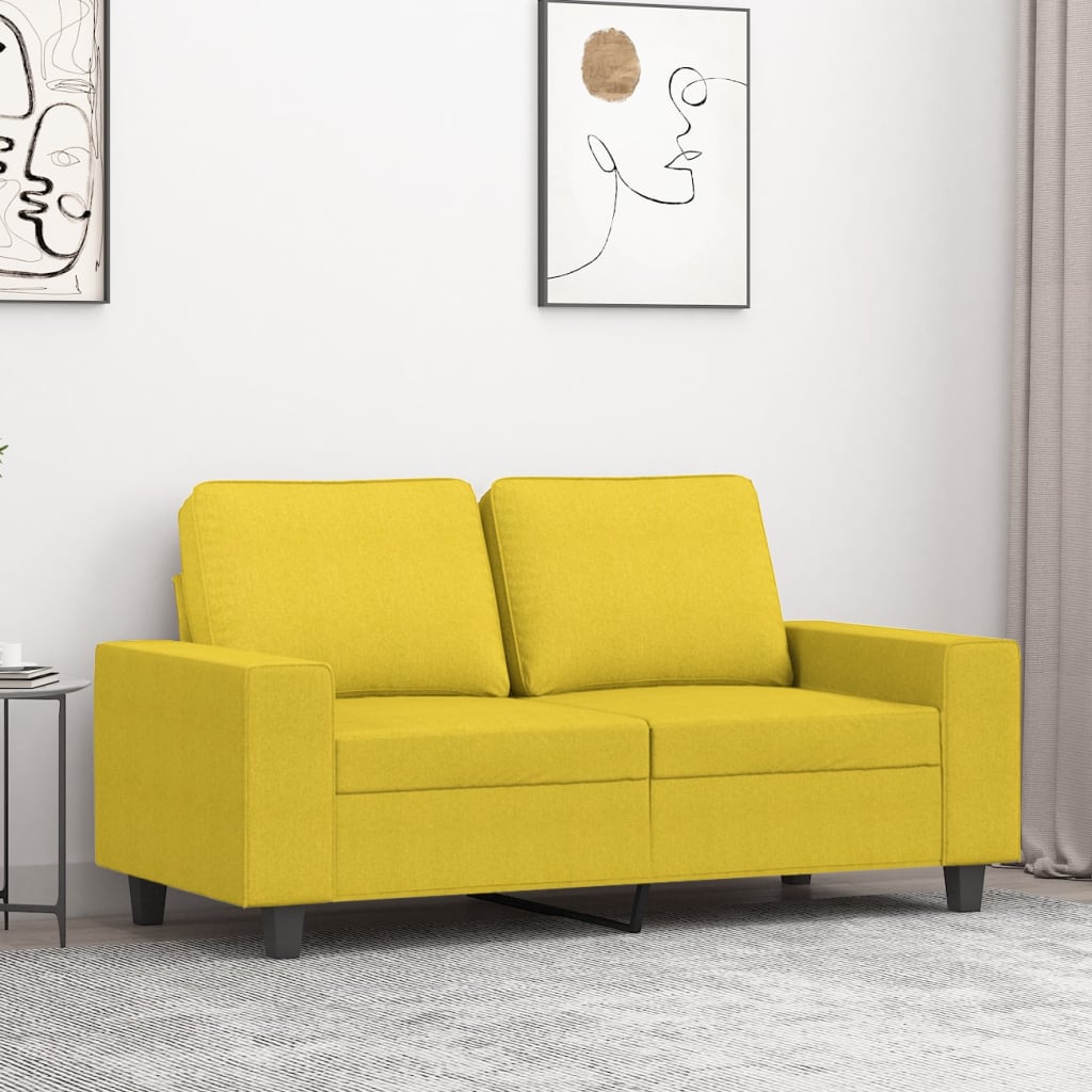 vidaXL 2-Sitzer-Sofa Hellgelb 120 cm Stoff