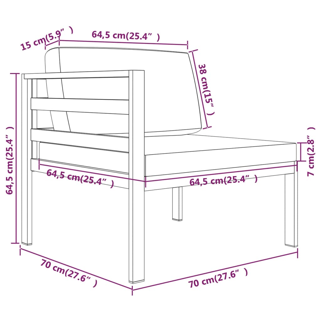 vidaXL 8-tlg. Garten-Lounge-Set mit Kissen Aluminium Anthrazit