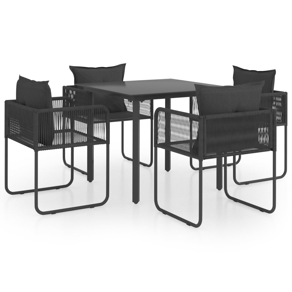 vidaXL 5-tlg. Garten-Essgruppe PVC Rattan Schwarz