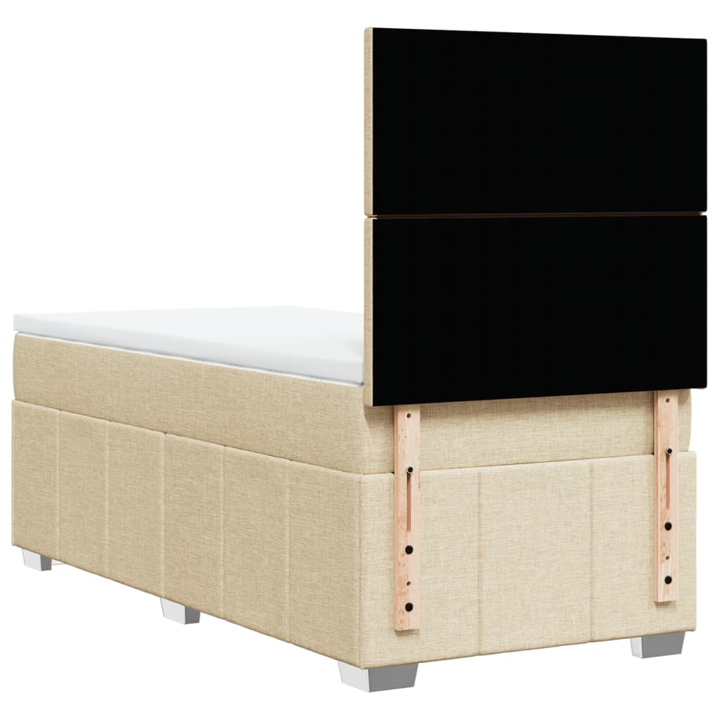 vidaXL Boxspringbett mit Matratze Creme 100x200 cm Stoff