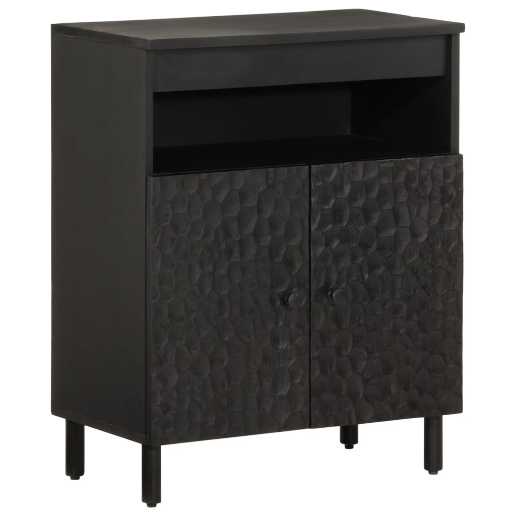 vidaXL Beistellschrank Schwarz 60x33x75 cm Massivholz Mango