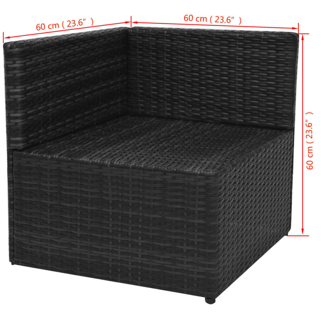 vidaXL 5-tlg. Garten-Lounge-Set mit Auflagen Poly Rattan Schwarz