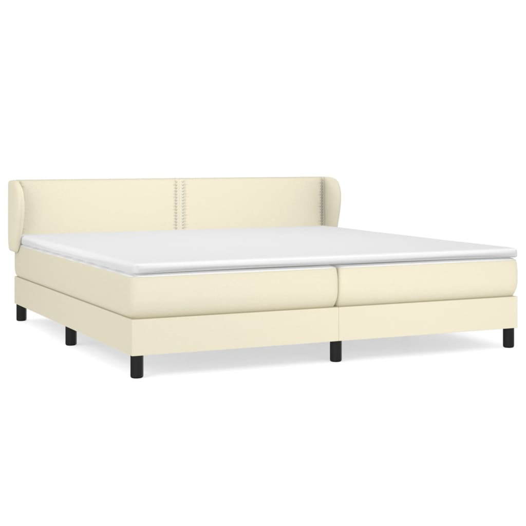 vidaXL Boxspringbett mit Matratze Creme 200x200 cm Kunstleder