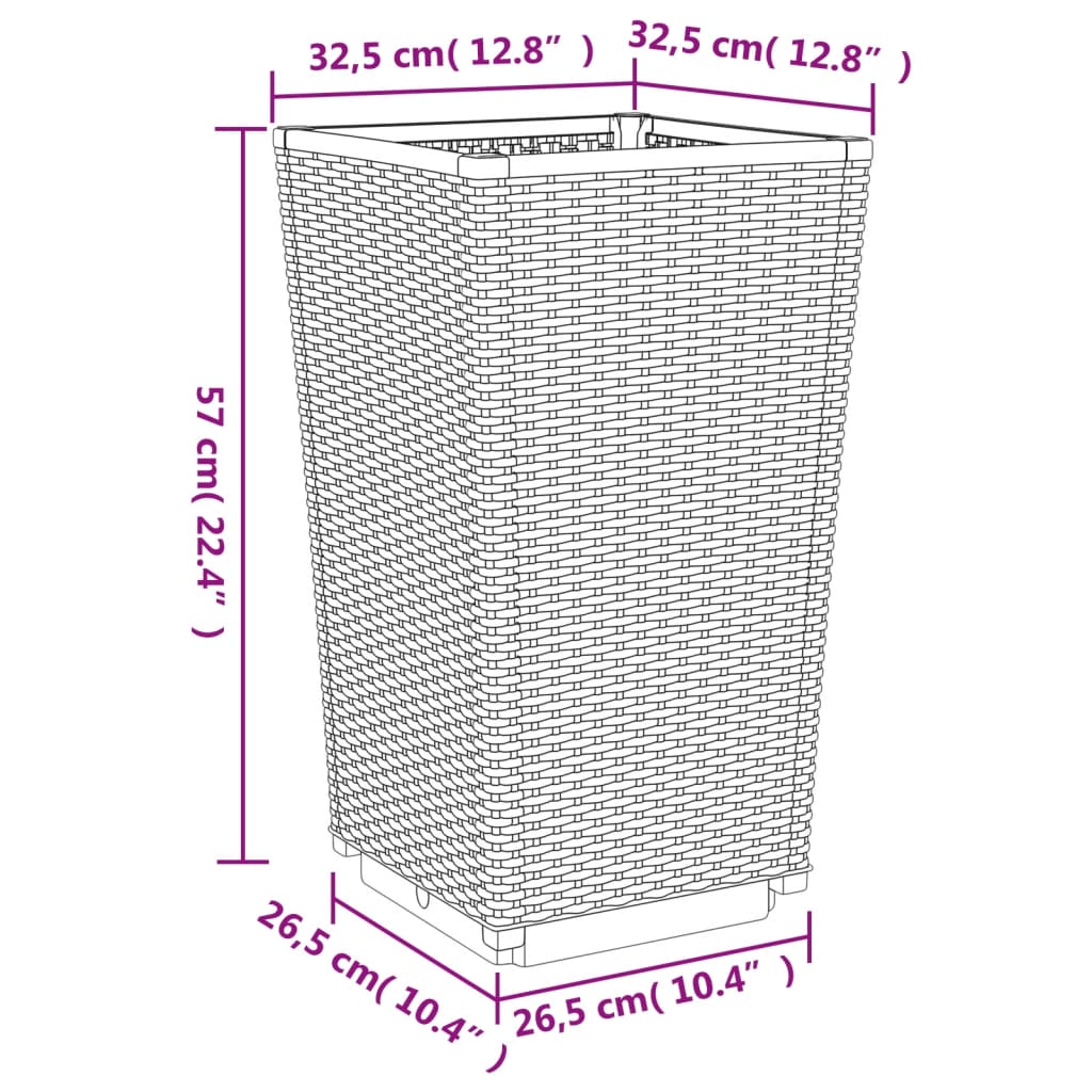 vidaXL Pflanzkübel 4 Stk. Braun 32,5x32,5x57 cm PP