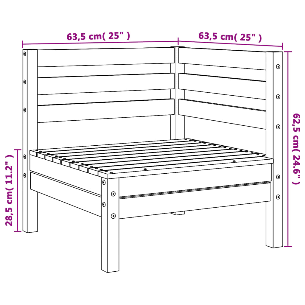 vidaXL Garten-Ecksofas 2 Stk. Wachsbraun Massivholz Kiefer