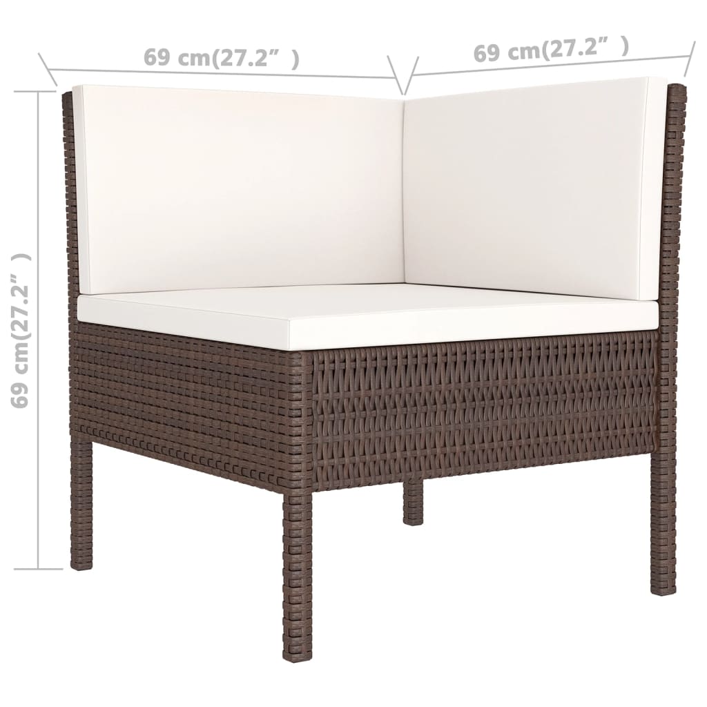 vidaXL 10-tlg. Garten-Lounge-Set mit Auflagen Poly Rattan Braun