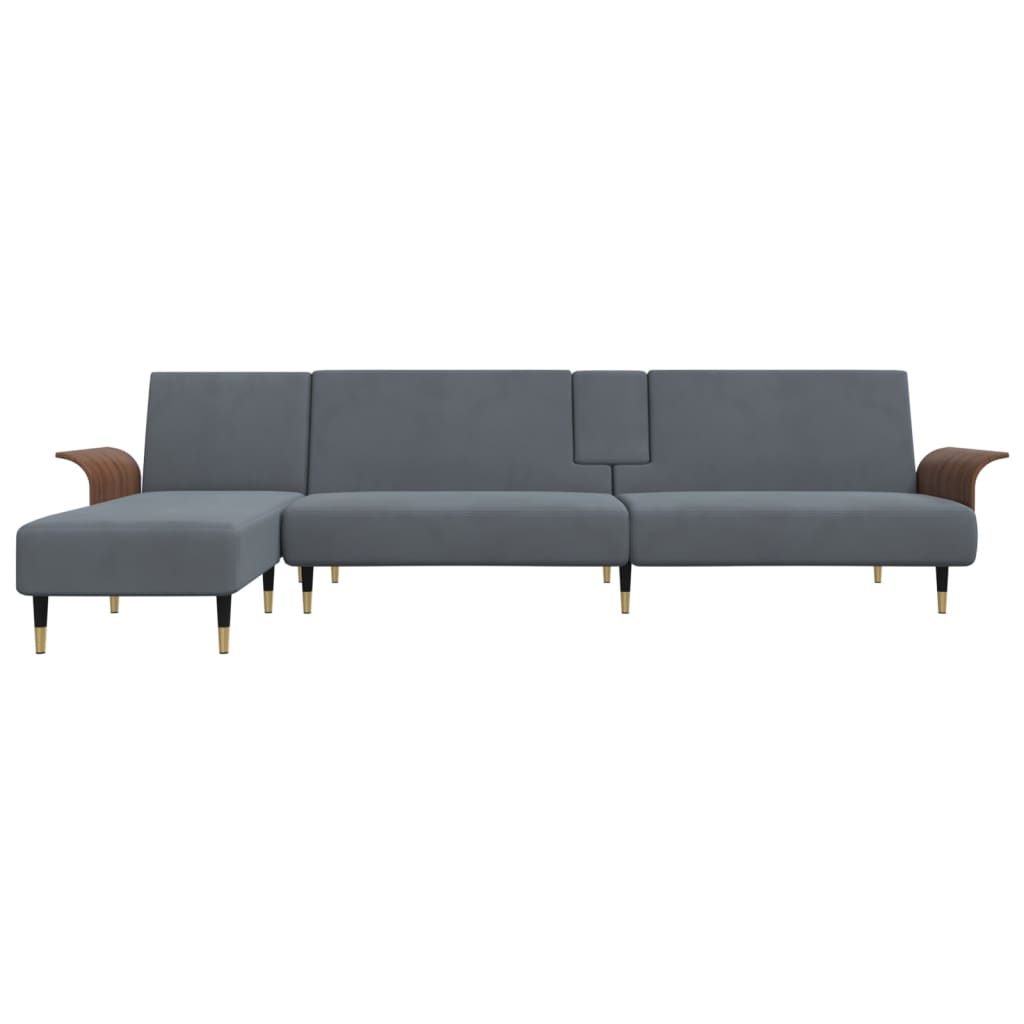 vidaXL Schlafsofa in L-Form Dunkelgrau 279x140x70 cm Samt