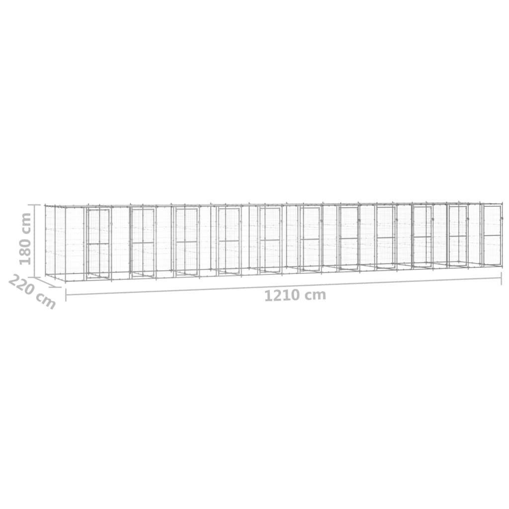 vidaXL Outdoor-Hundezwinger mit Überdachung Verzinkter Stahl 26,62 m²