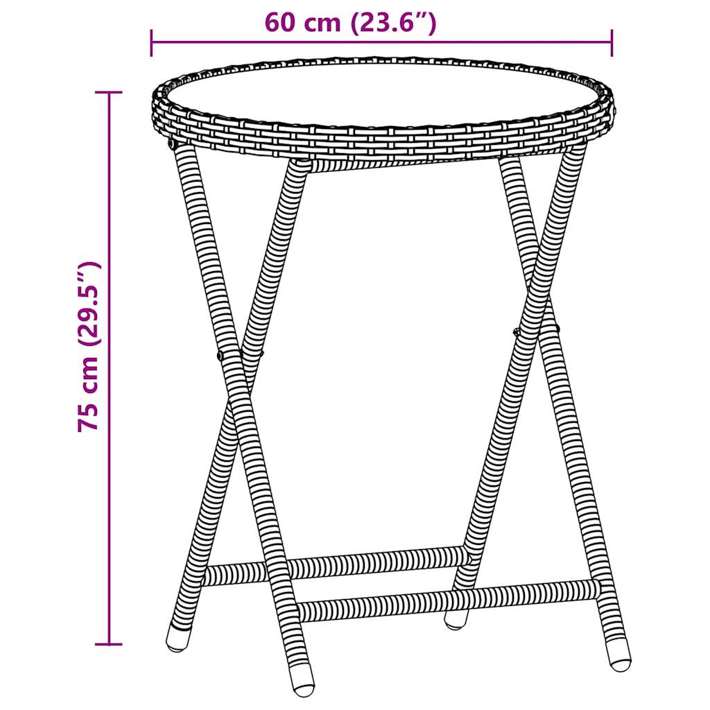 vidaXL 3-tlg. Bistro-Set mit Kissen Braun Poly Rattan und Glas