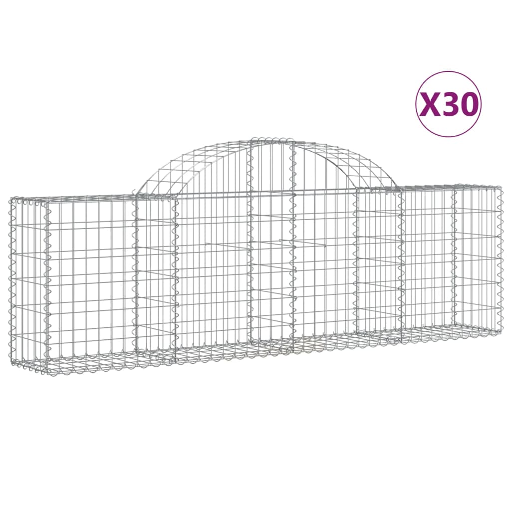 vidaXL Gabionen mit Hochbogen 30 Stk. 200x30x60/80 cm Verzinktes Eisen