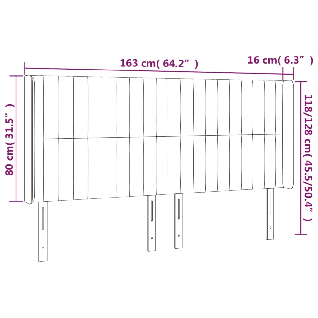 vidaXL Kopfteil mit Ohren Dunkelgrün 163x16x118/128 cm Samt