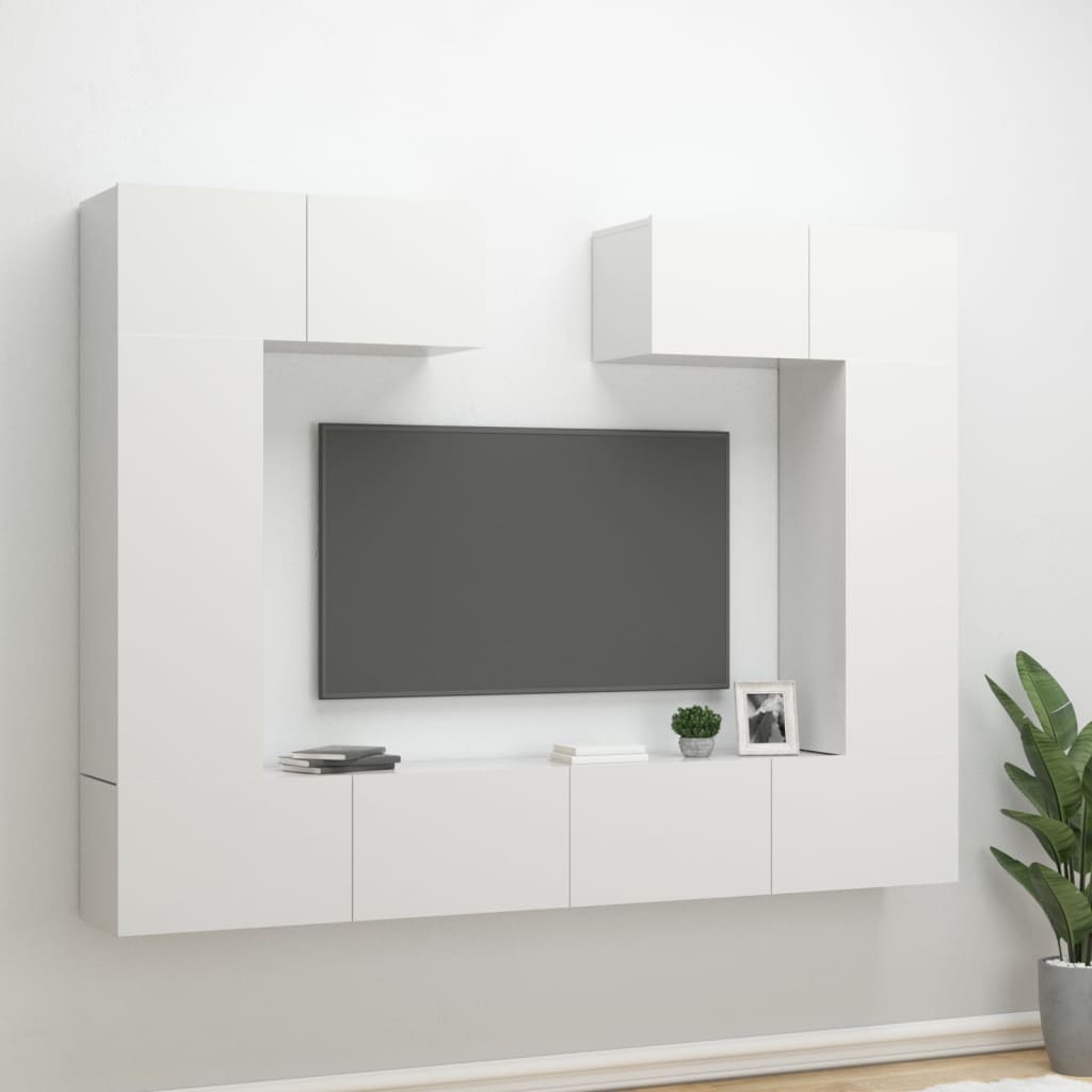 vidaXL 6-tlg. TV-Schrank-Set Hochglanz-Weiß Holzwerkstoff