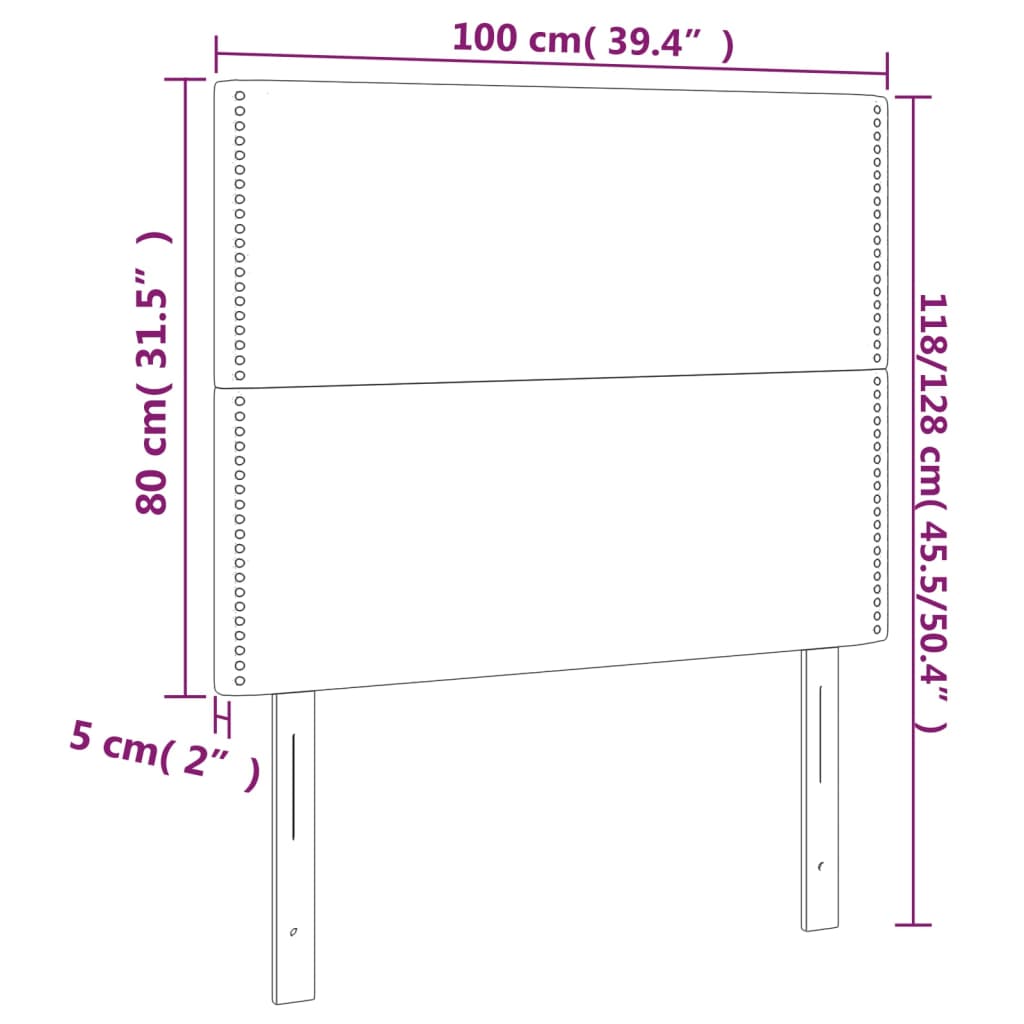 vidaXL LED Kopfteil Schwarz 100x5x118/128 cm Kunstleder