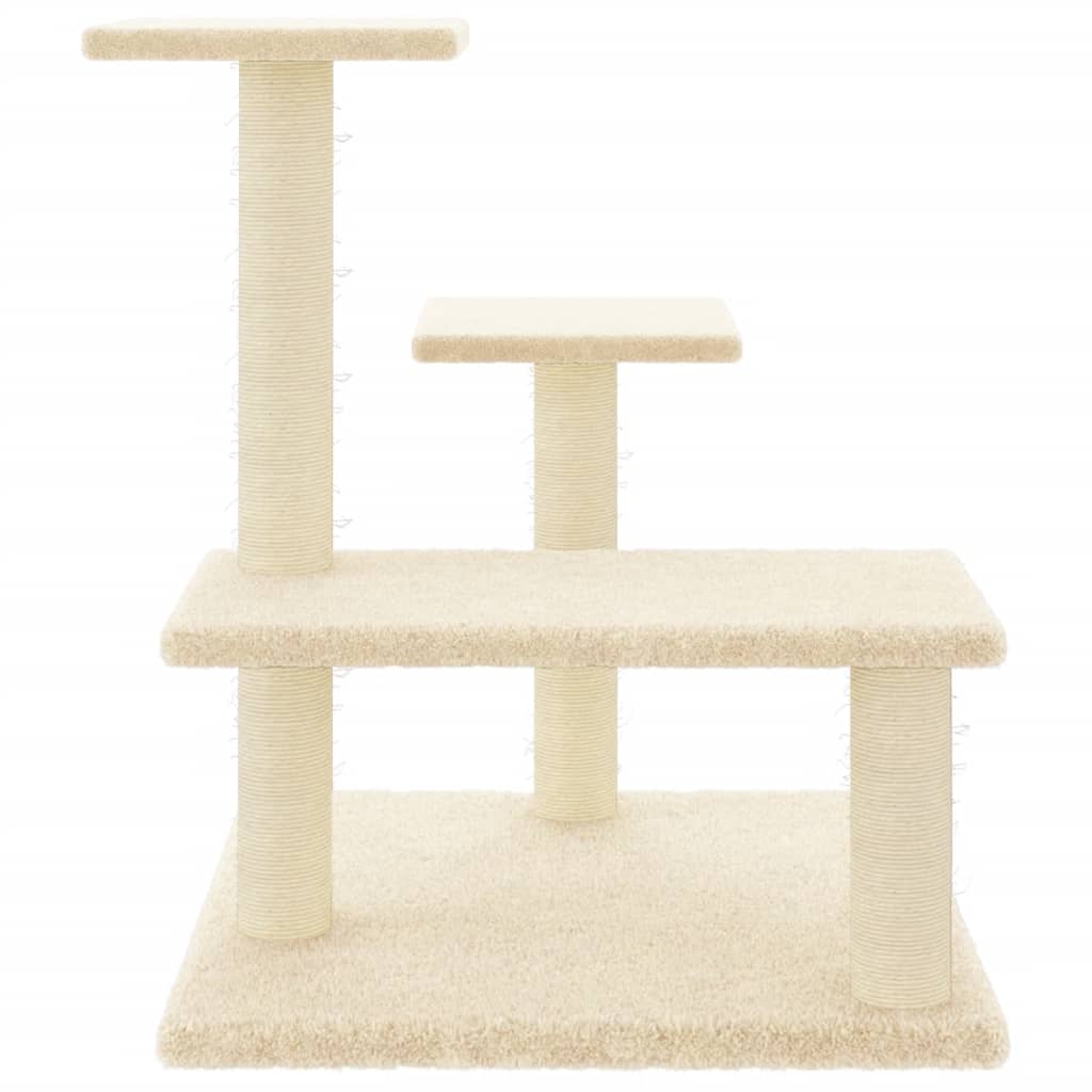 vidaXL Kratzbaum mit Sisal-Kratzsäulen Creme 61 cm