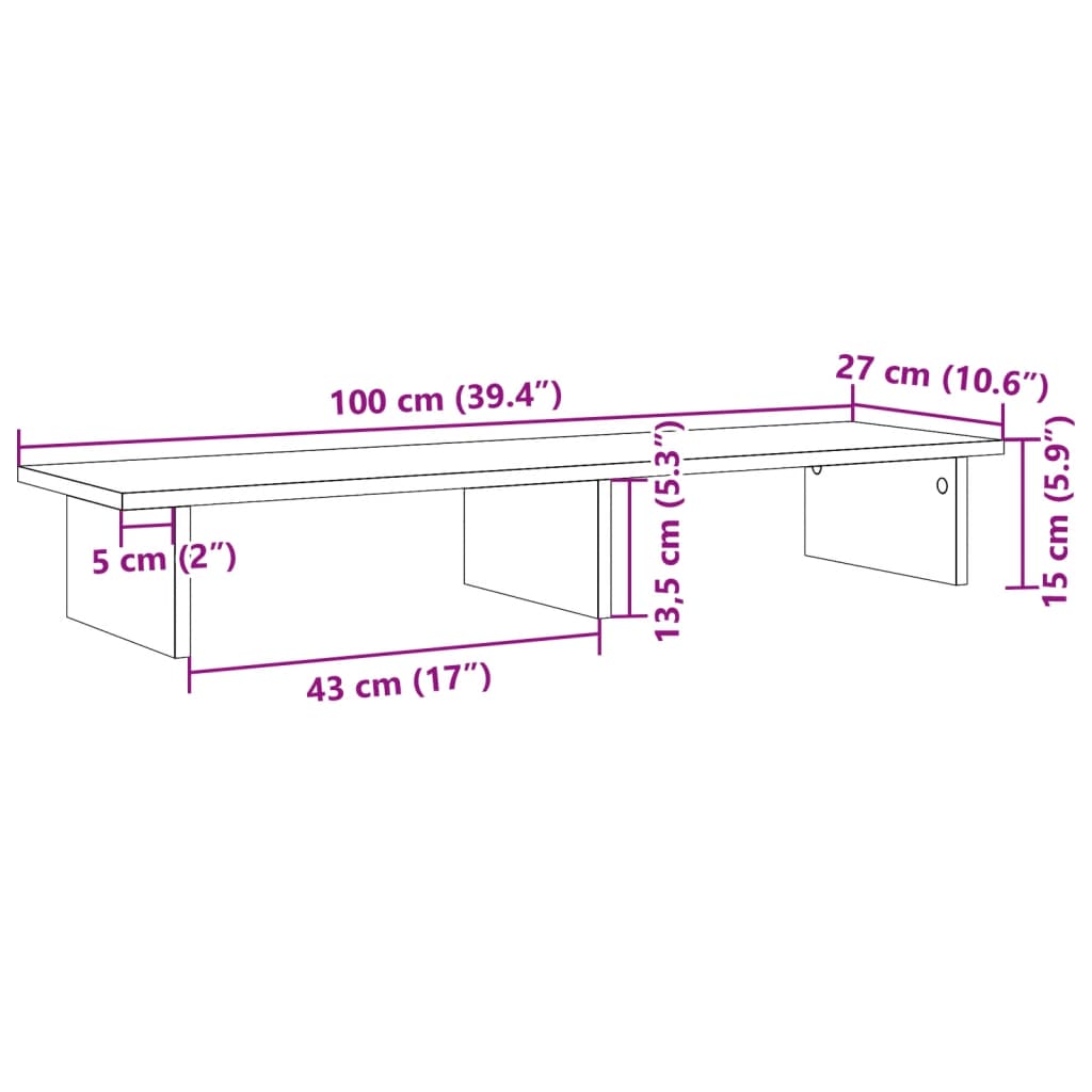 vidaXL Monitorständer Weiß 100x27x15 cm Holzwerkstoff