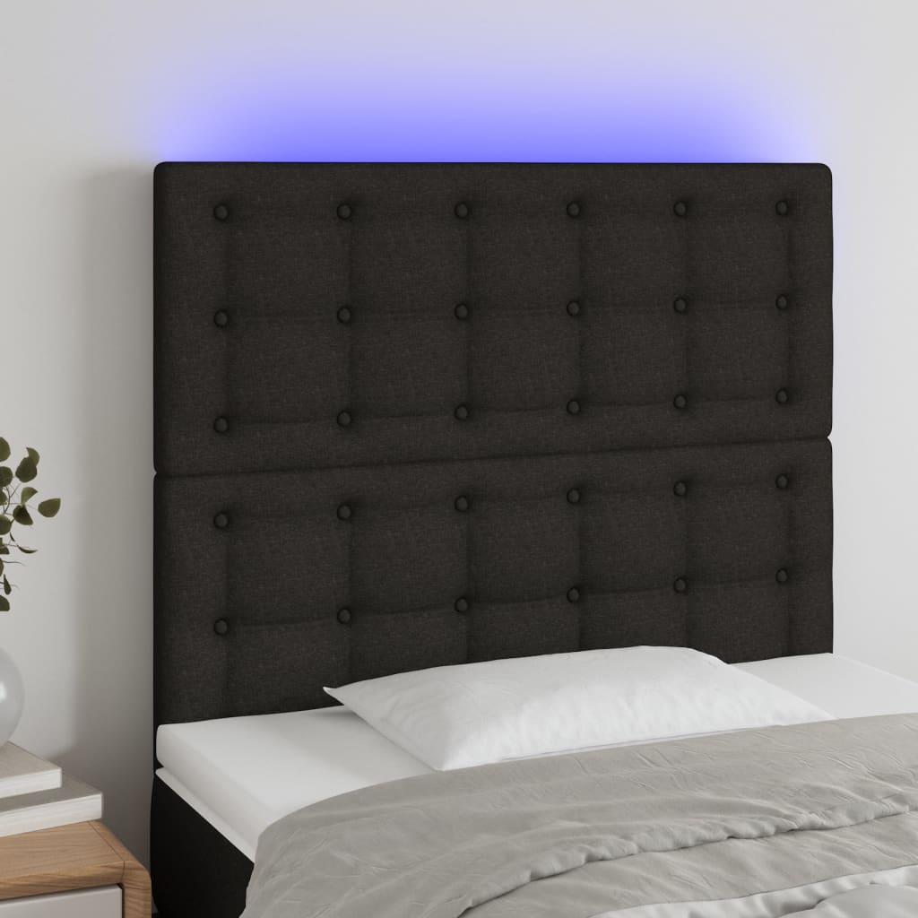 vidaXL LED Kopfteil Schwarz 90x5x118/128 cm Stoff