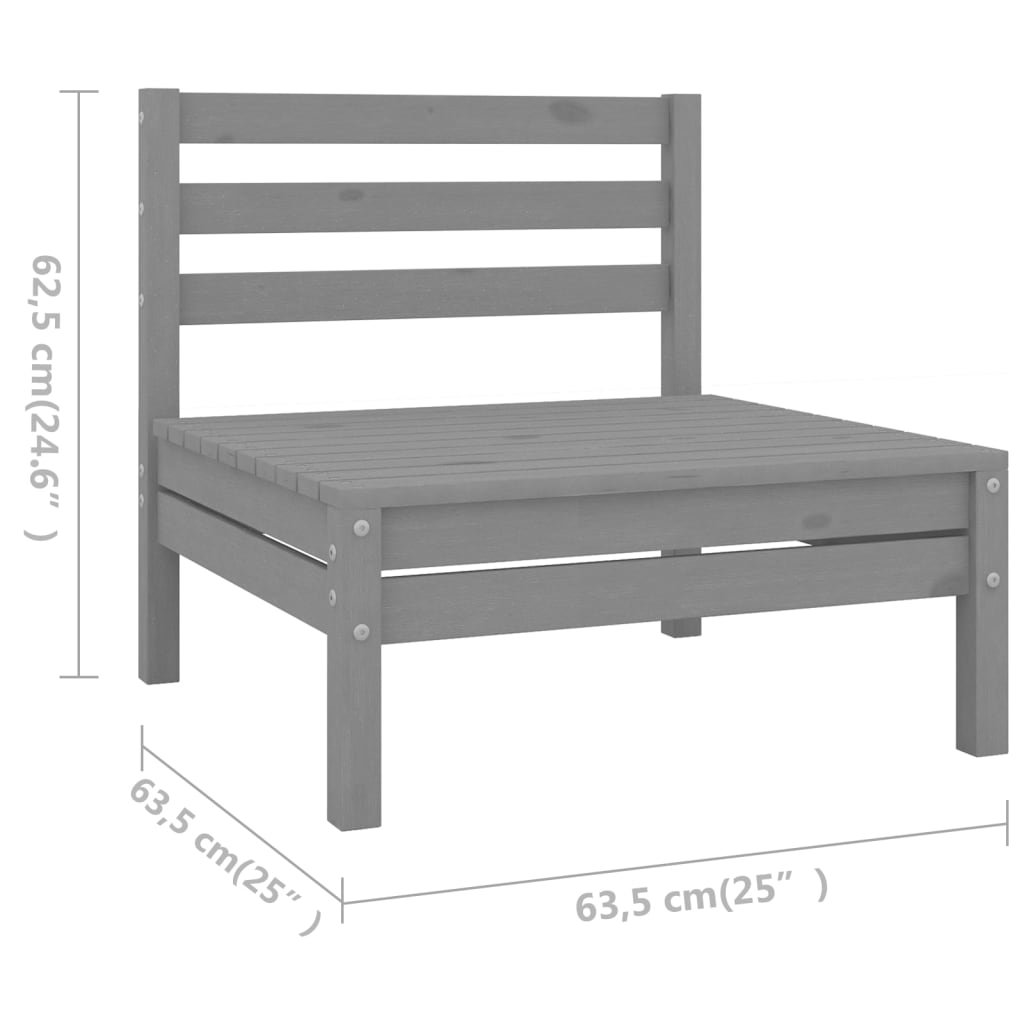 vidaXL 9-tlg. Garten-Lounge-Set Massivholz Kiefer Grau