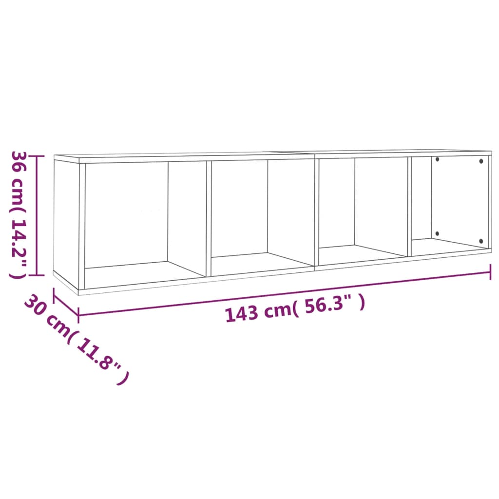 vidaXL Bücherschrank/TV-Schrank Räuchereiche 36x30x143cm Holzwerkstoff