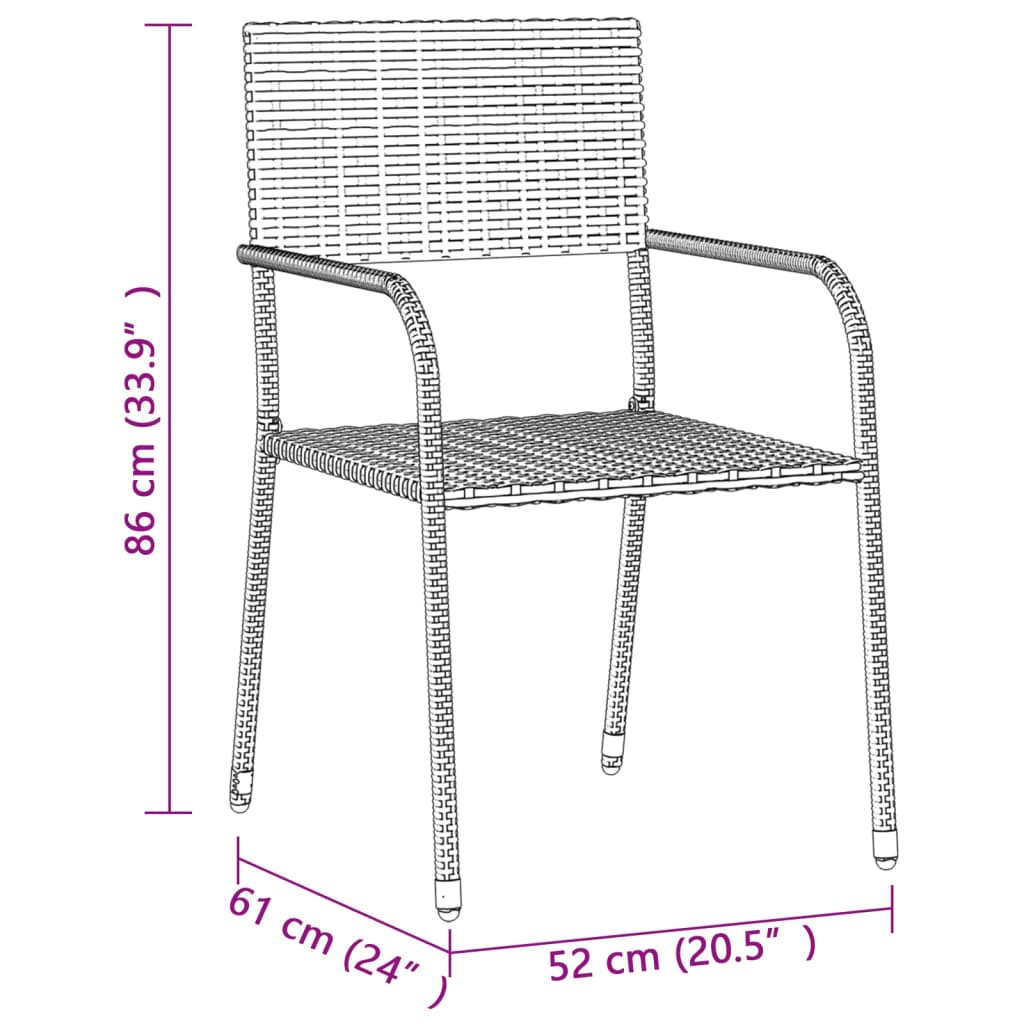 vidaXL 7-tlg. Garten-Essgruppe Poly Rattan Grau