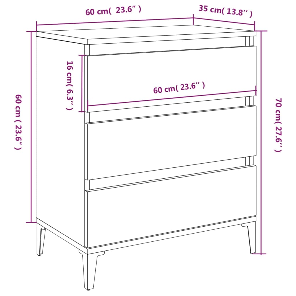 vidaXL Sideboard Räuchereiche 60x35x70 cm Holzwerkstoff