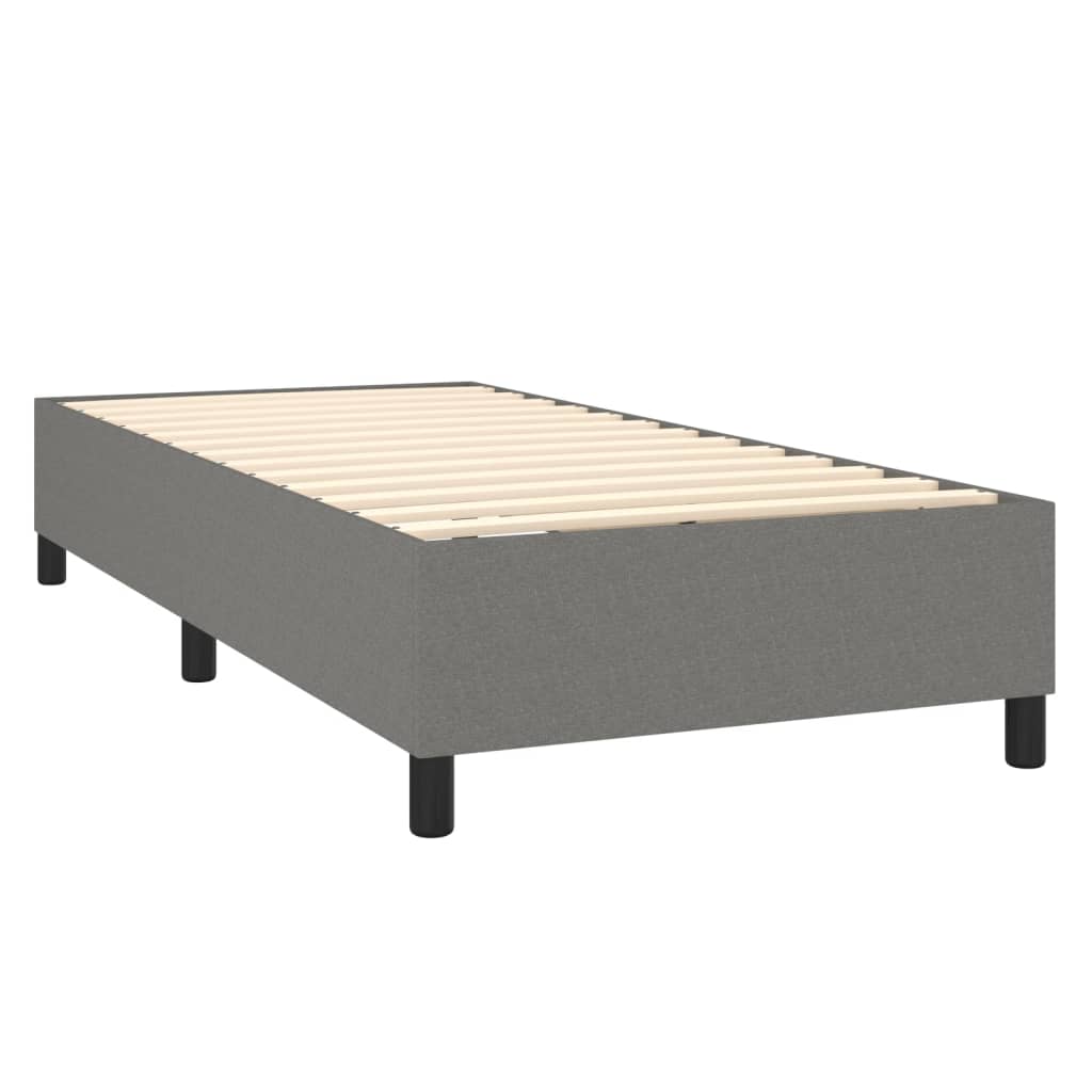 vidaXL Boxspringbett mit Matratze & LED Dunkelgrau 90x200 cm Stoff