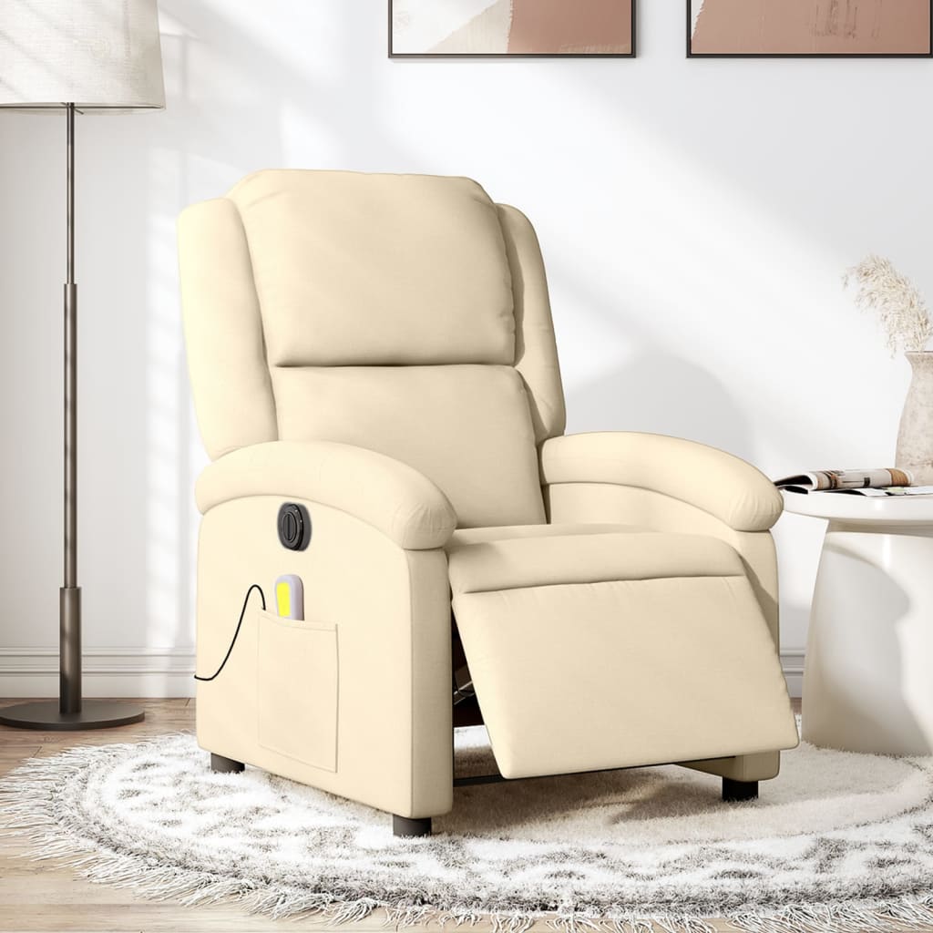 vidaXL Massagesessel Elektrisch Creme Stoff