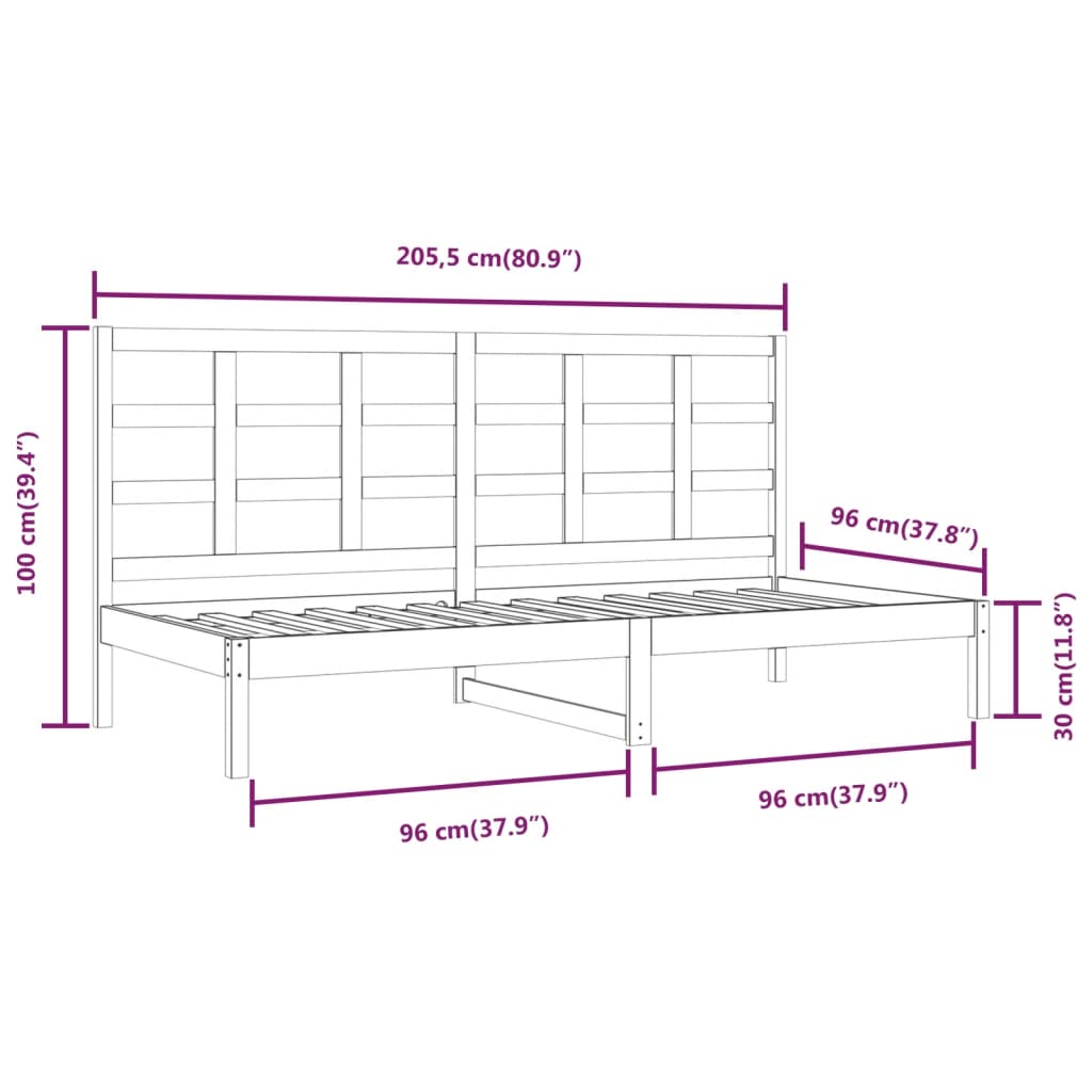 vidaXL Tagesbett ohne Matratze Weiß 90x200 cm Massivholz Kiefer