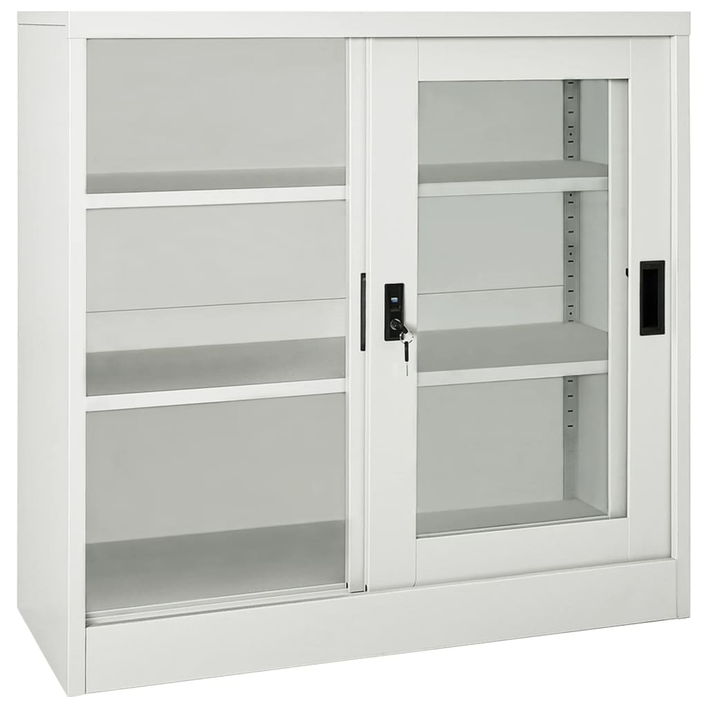 vidaXL Schrank mit Schiebetür Hellgrau 90x40x90 cm Stahl