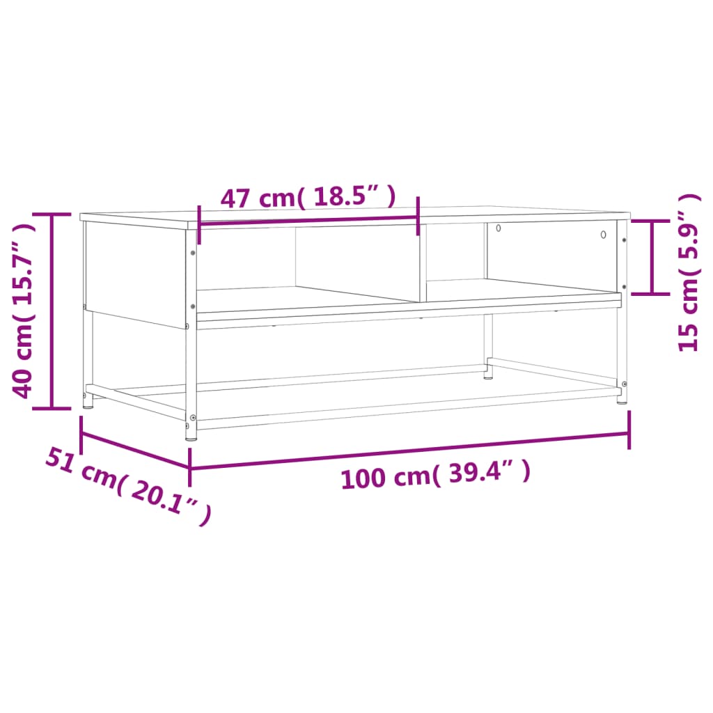 vidaXL Couchtisch Braun Eichen-Optik 100x51x40 cm Holzwerkstoff